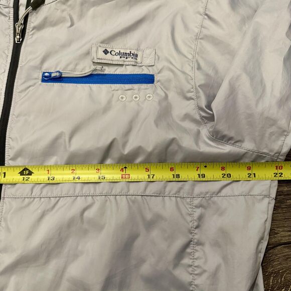 Columbia PFG Terminal Spray Jacket Gray Hooded Windbreaker UPF 50 Mens Small - Picture 6 of 12